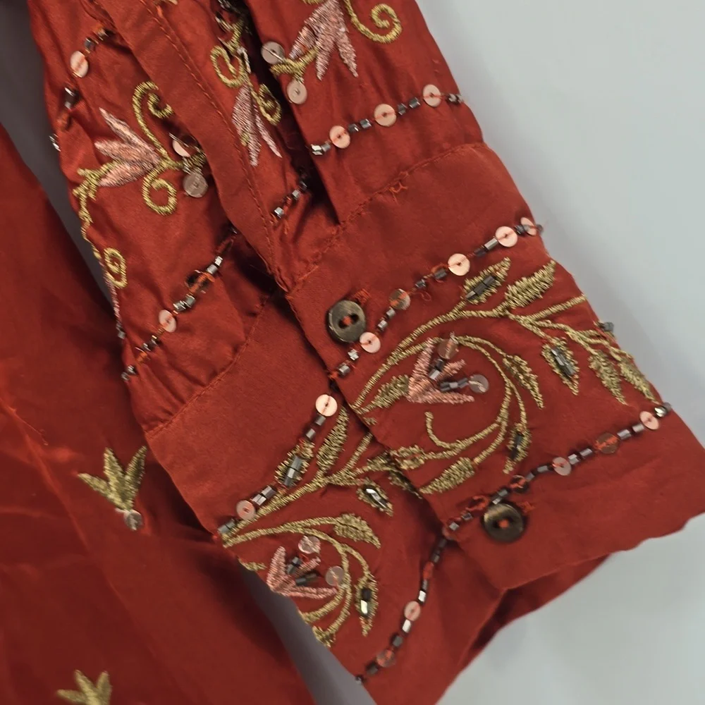 Free People Terracotta Embroidered‎ Dress
